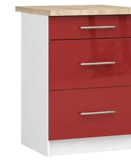 Kuchyňské dolní skříňky Ak furniture Kuchyňská skříňka Olivie S 60 cm 3S bílo-červená