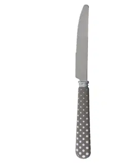 Příbory Jídelní nůž šedý s puntíky Clayre & Eef 63009A