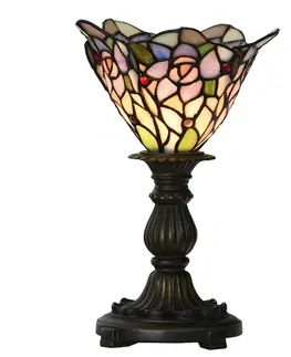 Svítidla Růžovo-fialová stolní lampa Tiffany ve tvaru květu - Ø 20*30 cm E14/max 1*25W Clayre & Eef 5LL-6336