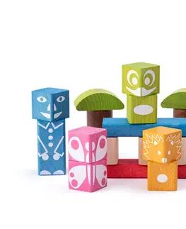 Hračky WOODY - Kostky barevné s potiskem 26 ks - 3,3 cm