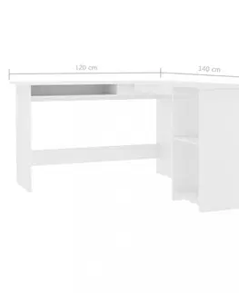 Pracovní stoly Rohový psací stůl 120x140 cm Dekorhome Černá