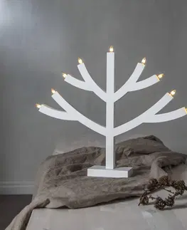 Vánoční vnitřní dekorace STAR TRADING Svíčkový lustr Grene, devět zdrojů, bílá