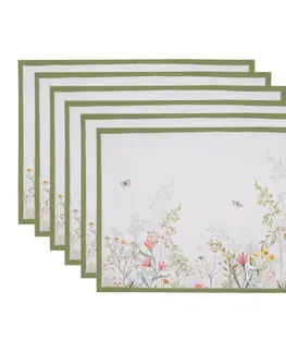 Prostírání 6ks bavlněné prostírání s lučními květy Wildflower Fields - 48*33 cm Clayre & Eef WFF40