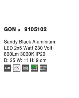 LED bodová svítidla NOVA LUCE bodové svítidlo GON černý hliník LED 2x5W 230V 3000K IP20 9105102