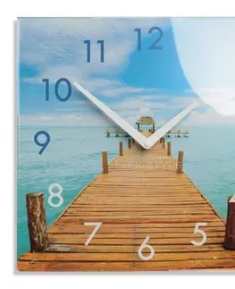 Nástěnné hodiny Dekorační skleněné hodiny 30 cm s motivem léta