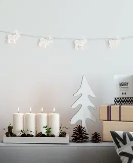 Vánoční řetězy a lamety DecoKing Vánoční světelný řetěz CRALA s dřevěnými soby bílý