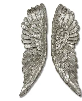 Luxusní stylové sošky a figury Estila Luxusní Andělská křídla 61cm stříbrné (2ks)