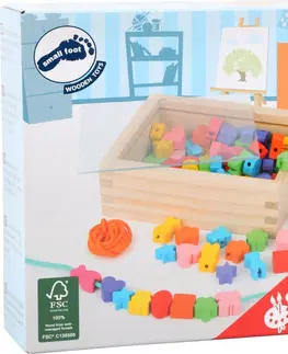 Dřevěné hračky Small foot Dřevěné navlékací korálky BEADS v krabičce