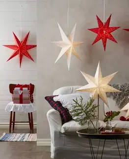 Vánoční světelná hvězda STAR TRADING Stojací hvězda Sensy, výška 78 cm, bílá