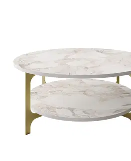 Konferenční stolky Kalune Design Konferenční stolek Versy bílo-zlatý