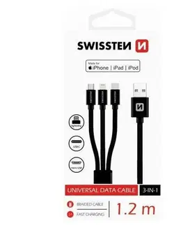 Elektronika SWISSTEN Univerzální kabel USB 3v1, 1,2 m černá