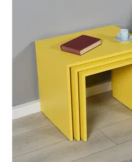 Konferenční stoly Adore Furniture SADA 3x Konferenční stolek žlutá 