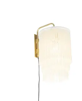 Nastenna svitidla Orientální nástěnná lampa zlatého krémového odstínu s třásněmi - Franxa