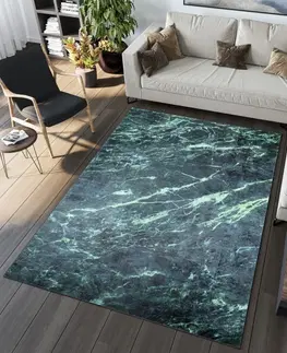 Moderní koberce Moderní zelený koberec s mramorovým vzorem Šířka: 160 cm | Délka: 230 cm