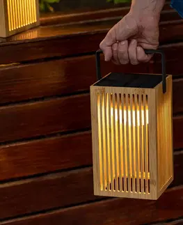 Solární světla Newgarden Newgarden Okinawa LED solární stolní lampa bambus