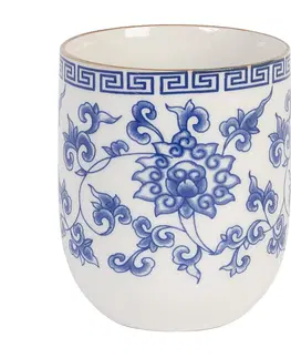 Hrnky a šálky Kalíšek na čaj modré květy - Ø 6*8 cm / 0,1L Clayre & Eef 6CEMU0004