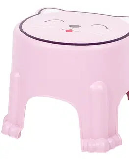 Dekorace do dětských pokojů Hatu Dětská plastová stolička Kočka růžová, 29,6 x 20,5 x 26 cm