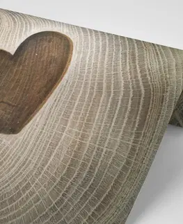 Samolepící tapety Samolepící tapeta symbol lásky na dřevě