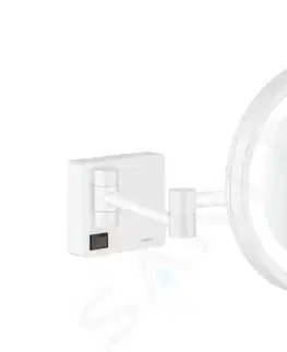 Koupelnová zrcadla HANSGROHE AddStoris Kosmetické nástěnné zrcátko s LED osvětlením, matná bílá 41790700