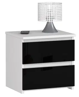 Noční stolky Ak furniture Noční stolek CL2 40 cm bílý/černý