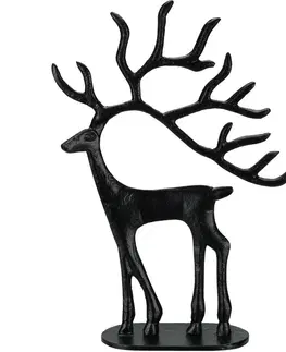 Vánoční dekorace Vánoční hliníková dekorace Black reindeer, 23 x 31,5 x 8 cm