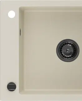 Sifony k pračkám MEXEN/S Elias granitový dřez 1 s odkapávačem 795 x 480 mm, béžová, + černý sifon 6511791005-69-B