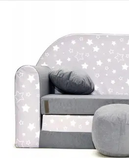 Dětské sedačky Dětská šedá rozkládací pohovka s hvězdami 98 x 170 cm