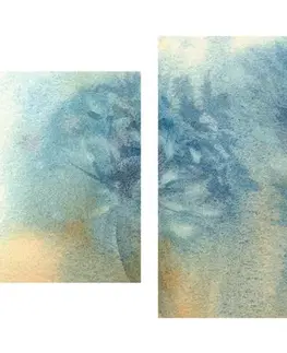 Abstraktní obrazy 5-dílný obraz modrá pampeliška v akvarelový provedení