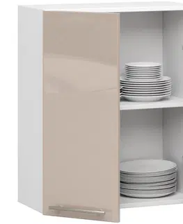Kuchyňské dolní skříňky Ak furniture Závěsná kuchyňská skříňka Olivie W 60 cm bílá/cappuccino lesk