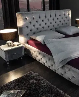 Designové postele LuxD 29275 Designová postel Laney, 180x200 cm, stříbrno-šedý samet - Skladem