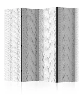 Paravány Paraván White Knit Dekorhome 135x172 cm (3-dílný)