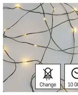 LED řetězy EMOS LED vánoční nano řetěz zelený, 15 m, venkovní i vnitřní, teplá bílá, časovač D3AW05
