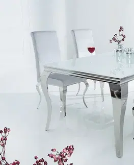 Jídelní stoly LuxD Jídelní stůl Rococo 180 cm bílá / stříbrná