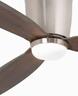 Stropní ventilátory se světlem FARO BARCELONA Stropní ventilátor Nias LED DC nikl/tmavé dřevo