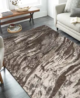 Moderní koberce Praktický koberec do obývacího pokoje s jemným vlnitým vzorem v neutrálních barvách