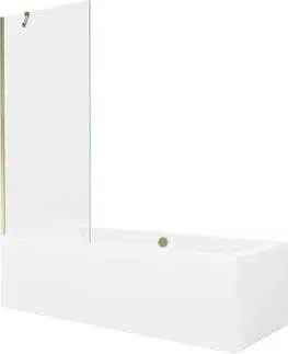 Vany MEXEN/S Cube obdélníková vana 180 x 80 cm s panelem + vanová zástěna 80 cm, transparent, zlatá 550518080X9508000050
