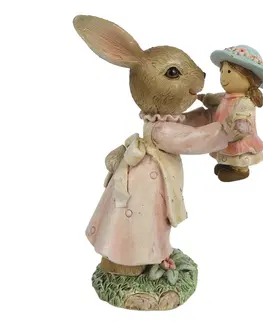 Velikonoční dekorace Dekorace králičí slečny s panenkou - 8*5*11 cm Clayre & Eef 6PR3295
