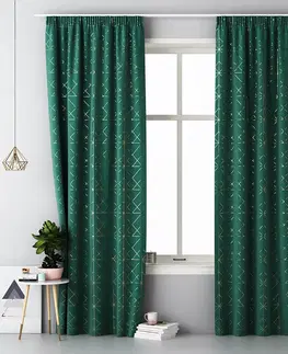 Skandinávské hotové závěsy Tmavě zelené dekorační závěsy se zavěšením na kolíčky 140x250 cm