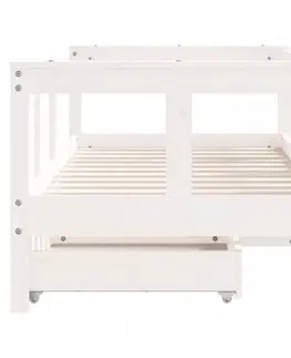 Dětské pokoje Dětská postel se zásuvkami bílá 70x140 cm masivní borové dřevo