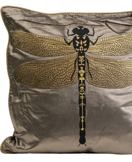 Dekorativní polštáře KARE Design Dekorativní polštář Glitter Dragonfly - hnědý, 40x40cm