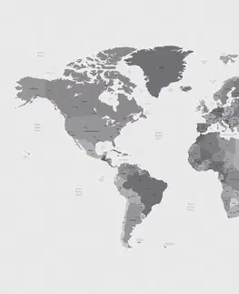 Tapety mapy Tapeta detailní mapa světa v černobílém provedení