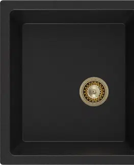 Sifony k pračkám MEXEN/S Tomas granitový dřez 2-bowl 800x500 mm, czarny, + zlatý sifon 6516802000-77-G