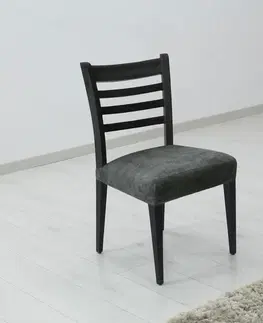Židle Potah elastický na sedák židle, komplet 2 ks Estivella odolný proti skvrnám, tmavě šedá