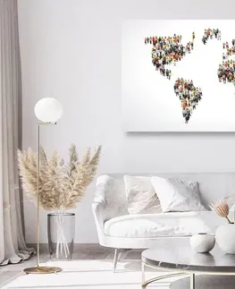 Obrazy na korku Obraz na korku mapa světa složená z lidí
