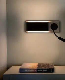 LED nástěnná svítidla FARO MOOD RCT nástěnná lampa, černá a dřevo, se čtecí lampičkou