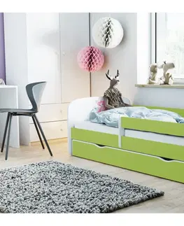 Dětské postýlky Kocot kids Dětská postel Babydreams víla s motýlky zelená, varianta 80x180, se šuplíky, s matrací