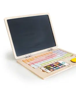 Hračky Dřevěná notebooková edukační magnetická tabule