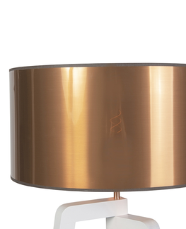 Stojaci lampy Designová stojací lampa bílá s měděným stínidlem 50 cm - Puros
