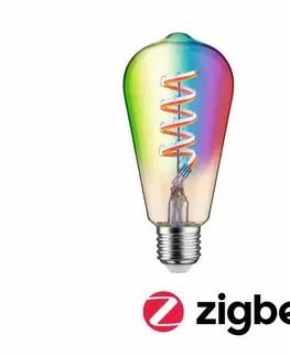 LED žárovky PAULMANN Filament 230V Smart Home Zigbee 3.0 LED žárovka ST64 E27 6,3W RGBW+ stmívatelné zlatá
