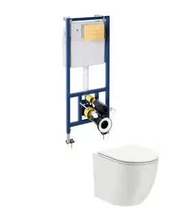 Záchody OMNIRES OTTAWA podomítková toaletní sada 4v1, lesklá bílá, lesklá zlatá OTTAWASETBPGL